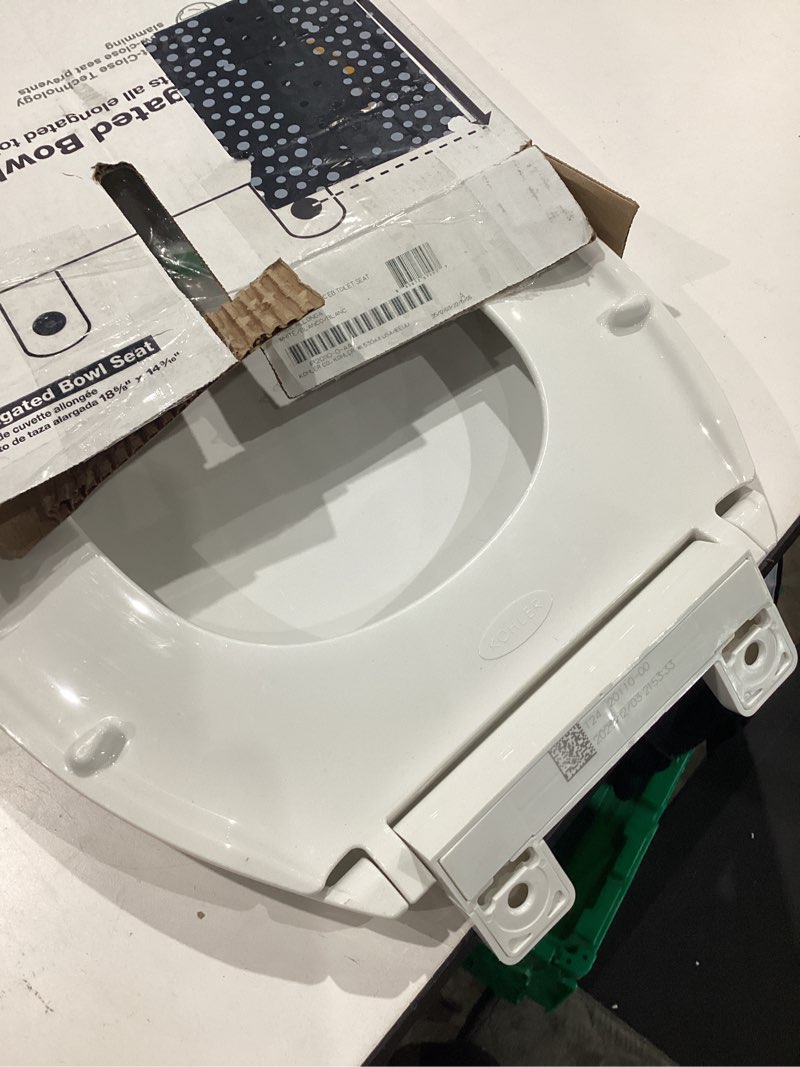 Condition photo showing Good Condition for kohler k-20110-0 brevia elongated toilet seat with grip-tight bumpers, quiet-close seat, quick-attach hardware, white