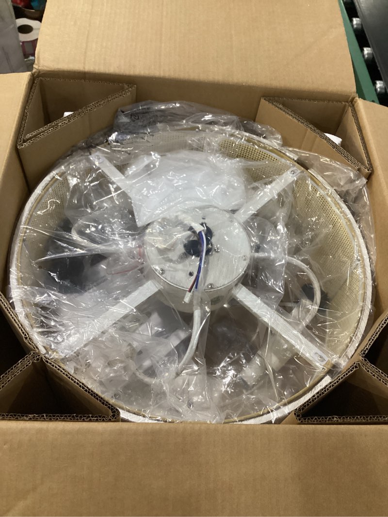 Condition photo showing Good Condition for 20" boho ceiling fans with lights, rattan fandelier ceiling fan with light remote control with caged 6 speeds for bedroom, nursery, living room (white) grey