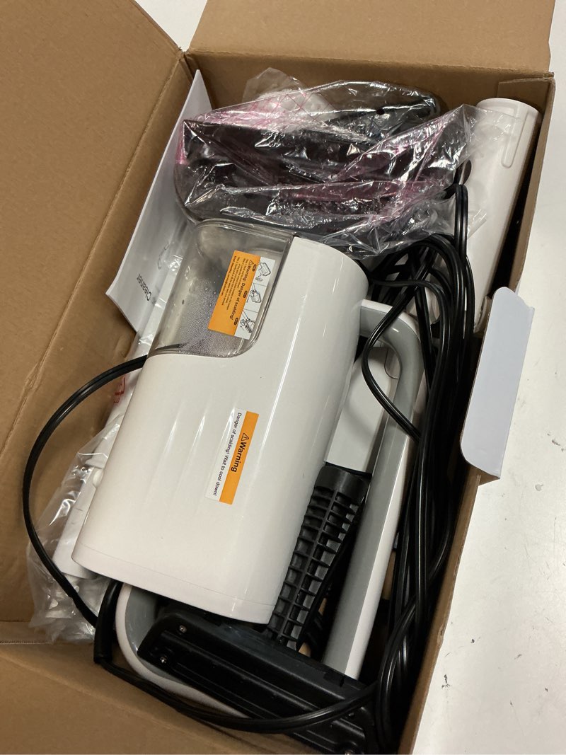 Condition photo showing As Is for 6-in-1 steam mop, 1200w rotated steam cleaner for home, 2 modes, 400ml removable tank, 23ft power cord, 2 pads, multi-surface steamer for hard floor, laminate floor, tiles cleaning (lily white?