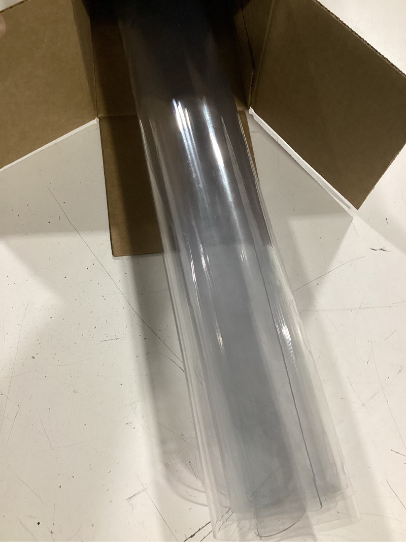 Condition photo showing Good Condition for rostikong 24 x 48 inch clear plastic transparent tablecloth protector waterproof office desk blotter pad vinyl dining room table protector for wood furniture kitchen coffee garden vanity end table mat 48" x 24" upgraded clear rectangle shape