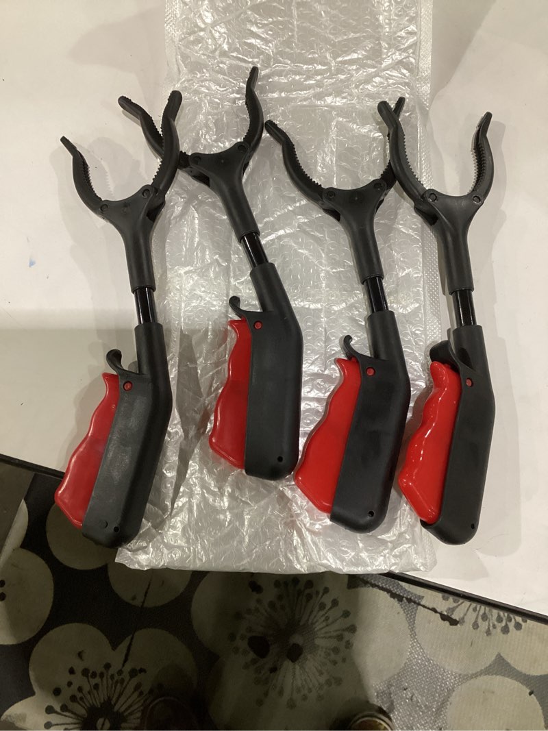 Condition photo showing Good Condition for trash grabber tool 4pcs 30cm 12inch short grabber reacher tool claw rubbish tong lightweight portable grabber for adults seniors litter pickers black red
