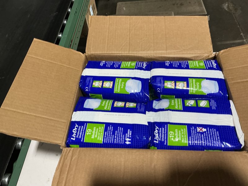 Condition photo showing New/Like New for livdry adult incontinence underwear, extra absorbency adult diapers, leak protection, medium, 76-pack medium (76 count)