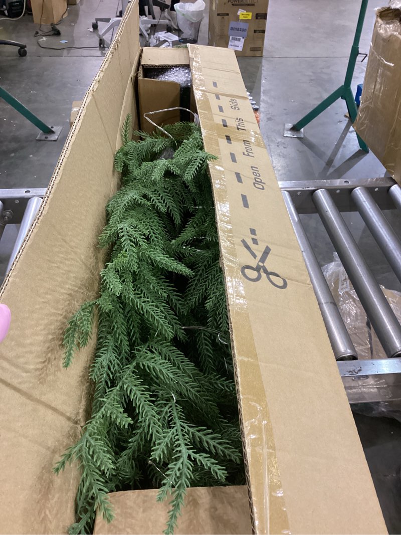 Condition photo showing As Is for 4FT Pre-Lit Artificial Norfolk Pine Christmas Tree – Realistic Potted Tree with 100 LED Lights & 8-Function Battery Box, Pre-Assembled Faux Holiday Décor for Indoor Use