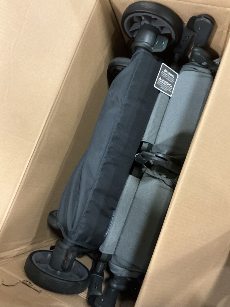 Condition photo showing Good Condition for UPPAbaby Minu Duo Side-by-Side Double Stroller - Lightweight + Compact Design for Travel - Easy Fold- From Birth to Toddler - Independent Recline -Greyson(Charcoal Mélange/Carbon Frame/Saddle Leather) Greyson (Charcoal Mélange/Carbon Frame/Saddle Leather)