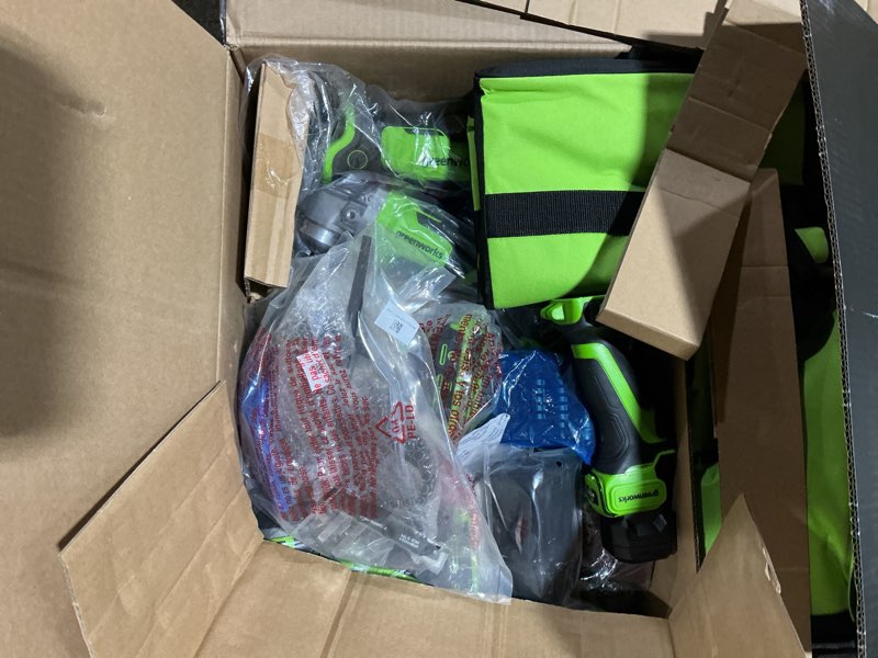 Condition photo showing Good Condition for greenworks 24v (5-tool) combo (drill + impact driver + circular saw + multi-tool + flashlight), 4.0ah + 2.0ah (24,000mah power bank) batteries, (2) cables, 65w rapid charger 5pcs combo kits combo kit