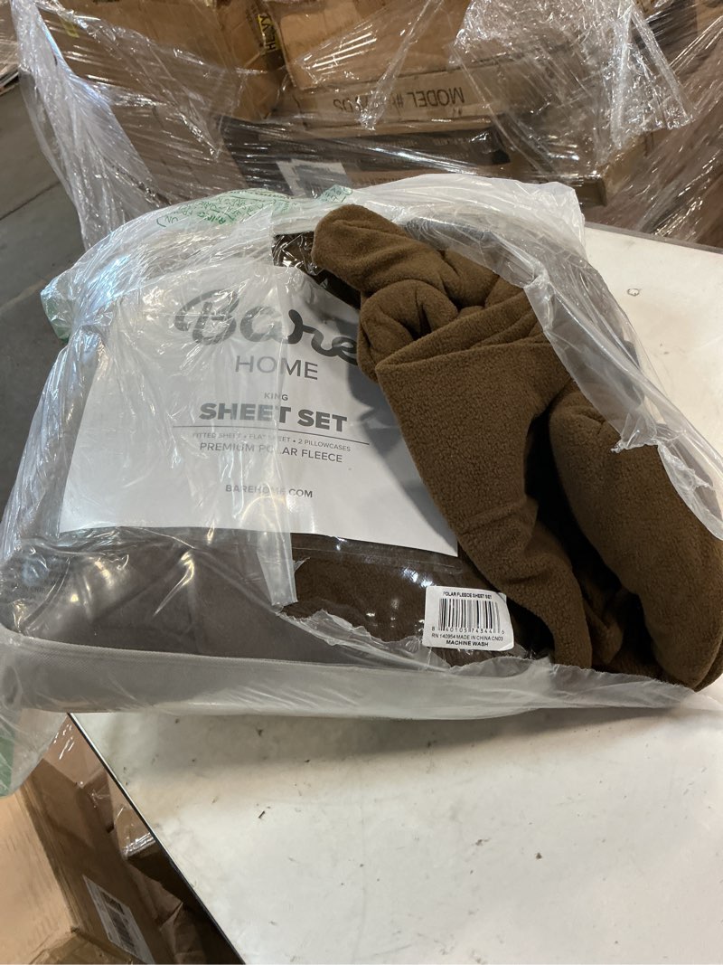 Condition photo showing As Is for Bare Home Super Soft Fleece Sheet Set - King Size - Extra Plush Polar Fleece, No-Pilling Bed Sheets - All Season Cozy Warmth (King, Cocoa) King 10 - Cocoa