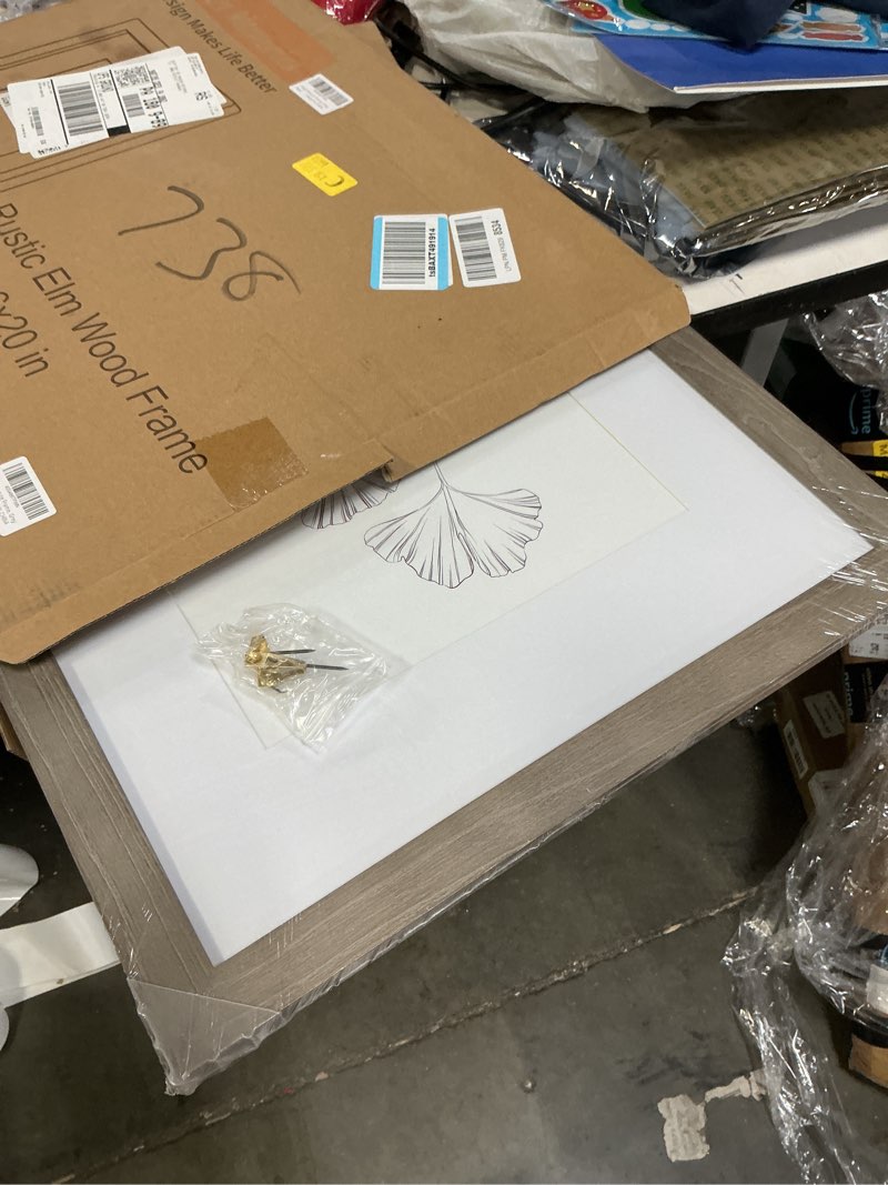 Condition photo showing New/Like New for 16x20 Picture Frame, Solid Wood Grain Picture Frame-Tempered Glass, Display Poster 11x14 with Mat or 16 x 20 Without Mat, Rustic Picture Frames, 16x20 Picture Frames for Wall, Grey, 1Pack Grey 16 x 20 Inch