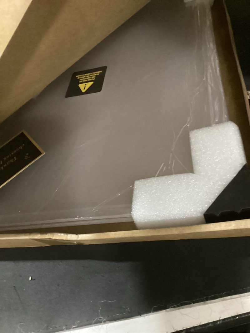 Condition photo showing New/Like New for double-sided clear acrylic golf flag frame, 15x19 floating shadow box for 13x17 flags & certificates, wall mount display case with stainless standoffs(only for masters flags, flags not included!)