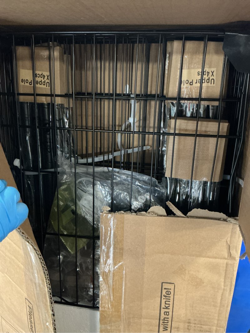 Condition photo showing Good Condition for H50C Extra Large Clothes Rack with Cover, Freestanding Portable Closet, Covered Clothing Racks for Hanging Clothes, Heavy Duty Garment Rack, Wardrobe Closet with Gray Cover Max Load 1350 Lbs Black Rack with Gray Cover