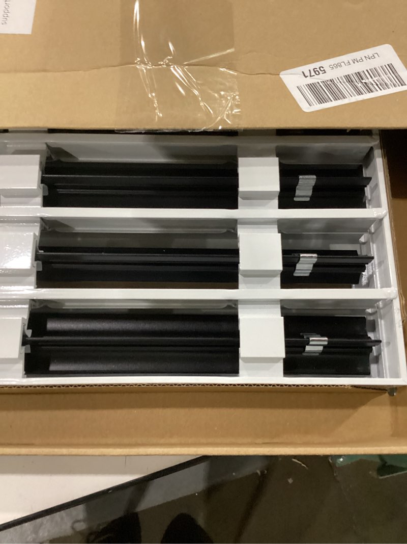 Condition photo showing Good Condition for 12x12 modern ac vent cover - decorative white all aluminum air vent - standard linear slot diffuser register grille for ceiling, walls & floors - adjustable airflow 12x12_white