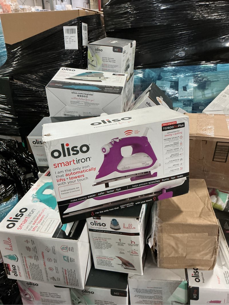 Condition photo showing New/Like New for oliso tg1600 proplus auto-lift steam iron, quilting sewing & clothes, 1800w