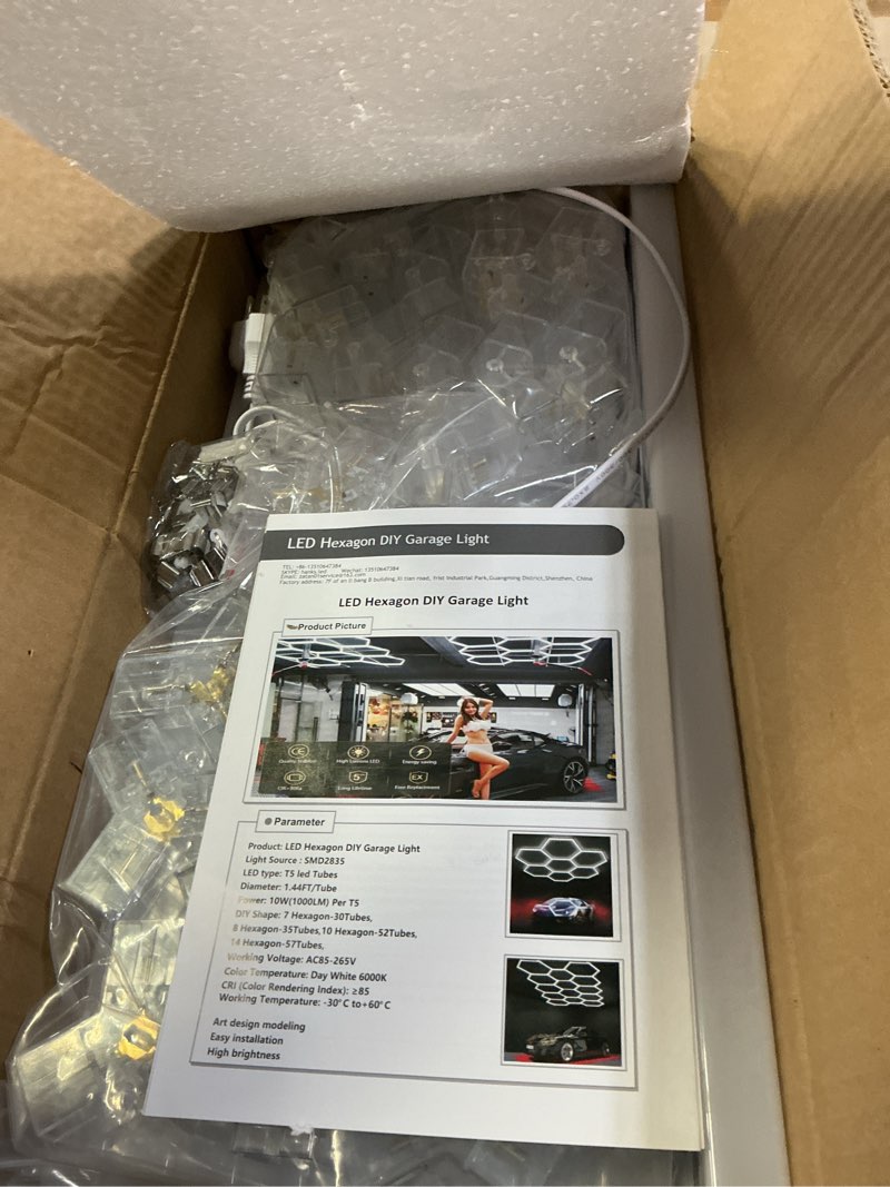 Condition photo showing Good Condition for 31Lights LED Hexagon Honeycomb Lights,7-Hex Honeycomb Lights 48800Lumens Hexagon DIY Super Bright Car Detailing Ceiling 488W LED Shop Light for Warehouse Workshop Gym Basement 7 Hexagon-31Lights