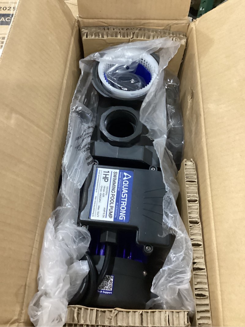 Condition photo showing Good Condition for aquastrong 1 hp above ground pool pump, single speed, 1.25"&1.5''adapter, 115v, 4945gph, high flow, powerful self primming swimming pool pumps with filter basket deep blue