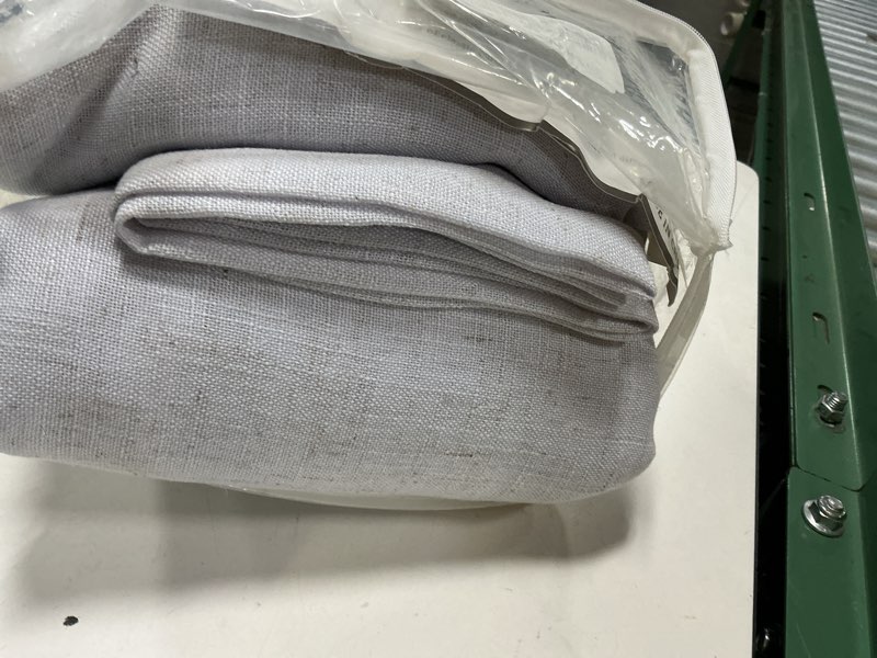 Condition photo showing Good Condition for extra wide pinch pleated drapes curtains, faux linen light filtering window curtains for home, hotel, office,96 inch length with hooks, white (1 panel, 100" w x 96" l) white 100"w x 96"l (pack of 1)