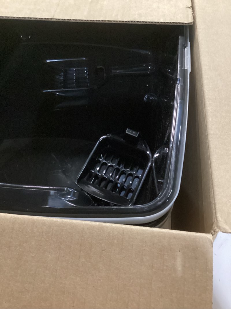 Condition photo showing item condition for IRIS USA 2 Pack Large Open Top Cat Litter Box with High Sides, Scatter Shield & Scoop, Black, for Indoor Cats, Kittens or Multicat Homes