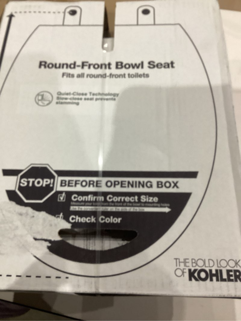 Condition photo showing New/Like New for KOHLER 20111-0 Brevia, Slow Close Toilet Seat, Round Toilet Seat, Grip-Tight Bumpers Quick-Attach Hardware, White White Round Quiet-Close