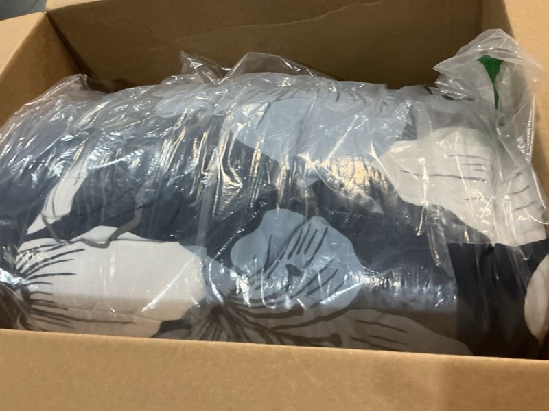 Condition photo showing New/Like New for luxudecor navy blue comforter set twin size, 5 pieces bed in a bag navy blue floral comforter and sheet set, soft microfiber complete bedding sets for all seasons twin navy blue