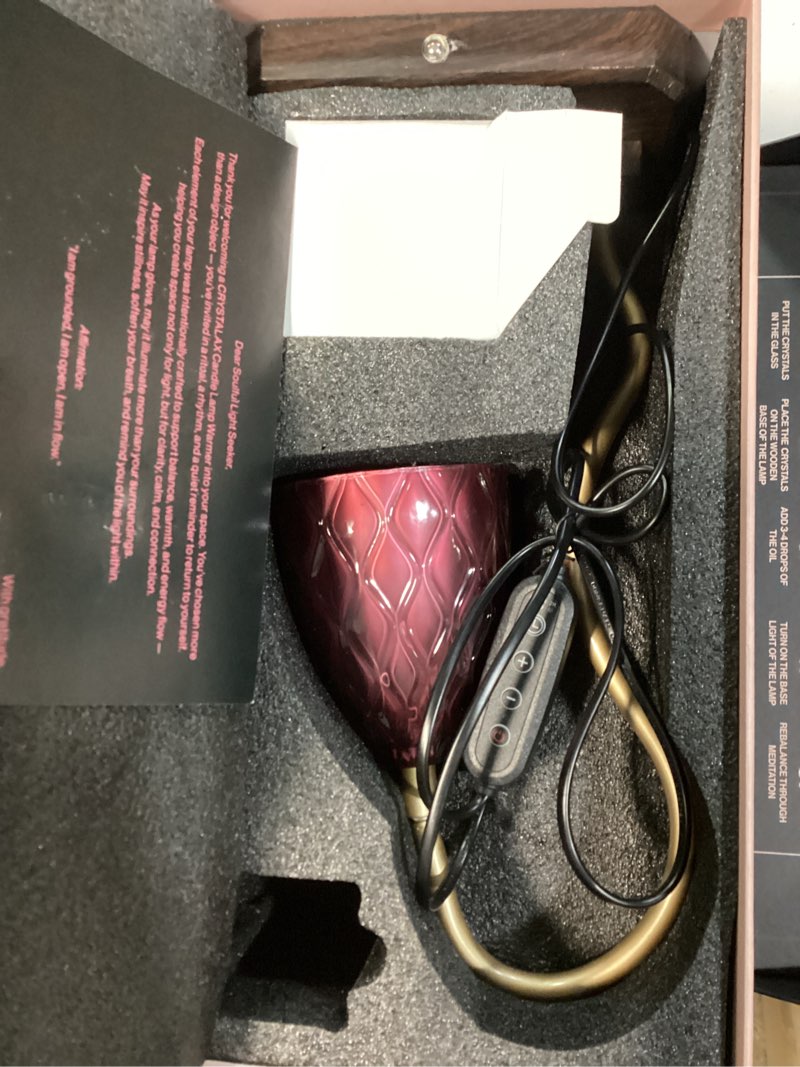 Condition photo showing Good Condition for crystalax crystal candle warmer lamp with real rose quartz crystals | dual lighting, dimmable touch control, timer & 2 bulbs | flameless candle melter, luxury gift for women matte pink