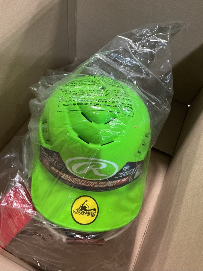 Condition photo showing Good Condition for rawlings | coolflo batting helmet with facemask | fastpitch softball | one size fits most (6 1/2” – 7 1/2”) matte neon green 6.5" - 7.5" | one size