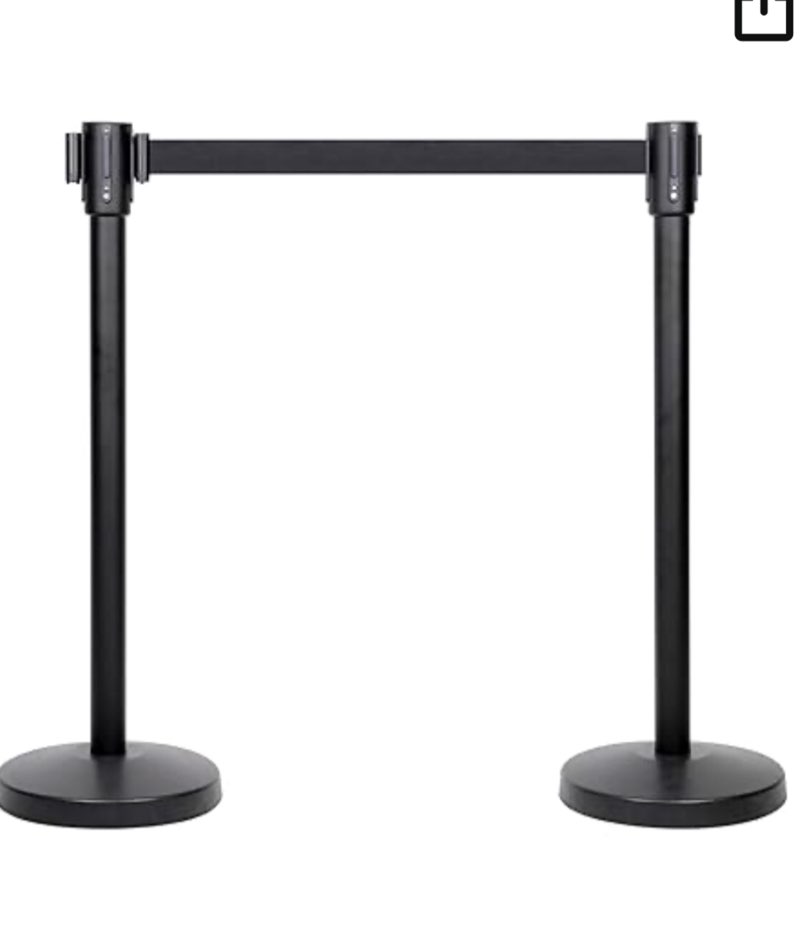 amazon basics premium crowd control stanchions with easy assembly, 6.5 foot sturdy retractable belts