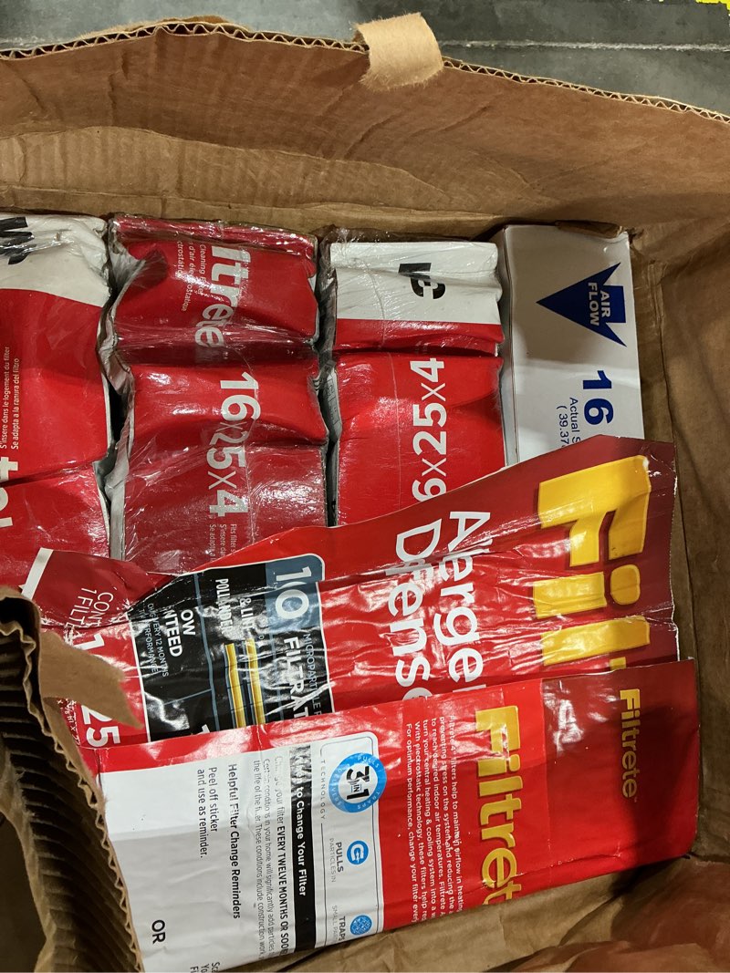 Condition photo showing Good Condition for filtrete 16x25x4 air filter merv 11, mpr 1000 micro allergen defense 4-pack, fits lennox & honeywell, ac furnace hvac filters for home, pleated electrostatic (actual size 15.88 x 24.56 x 4.31 in)
