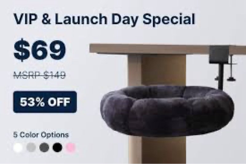 DeskPurrch - The Cozy Under-Desk Cat Bed
