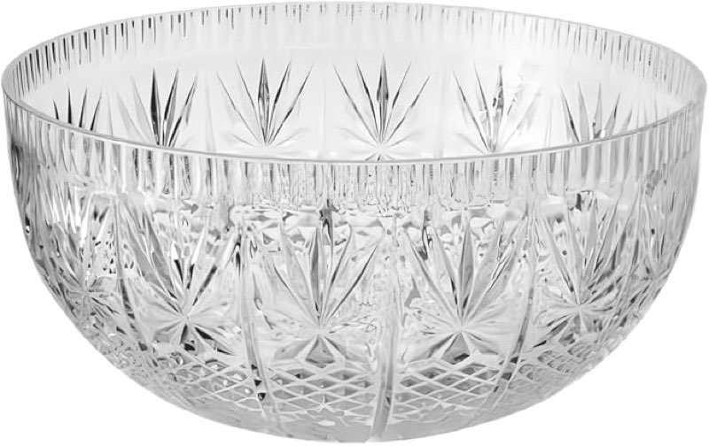 Party Dimensions 1 Count Footed Crystal Cut Plastic Bowl, 12-Qt. , Clear