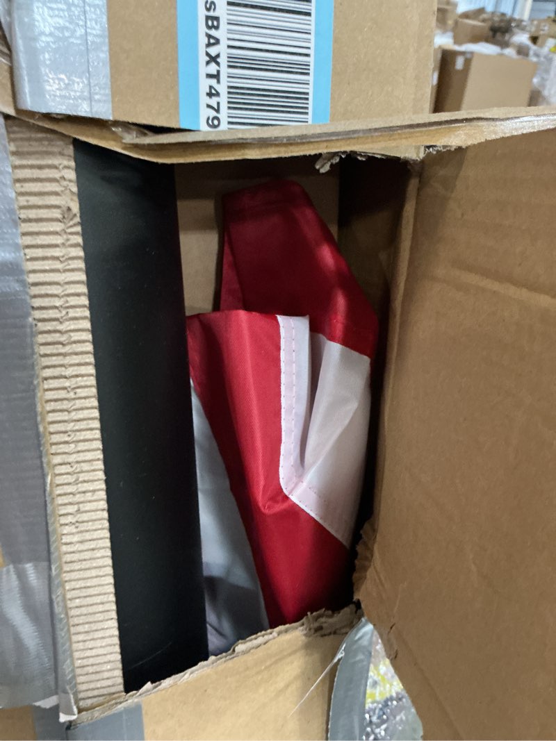Condition photo showing As Is for flag pole for outside house 10 gauge 120 mph, flag pole kit light solar powered, heavy duty flagpole hardware 3mm thick for outside house, 25ft black with 1 flag 25 ft black