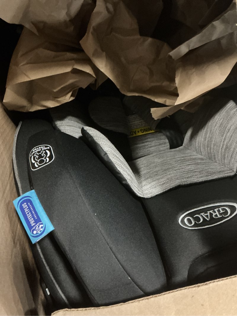 Condition photo showing As Is for graco slimfit 3-in-1 convertible car seat, slim car seat with space-saving design, highback booster seat with 10-position headrest, rear facing and forward facing carseat, jarret slimfit jarret