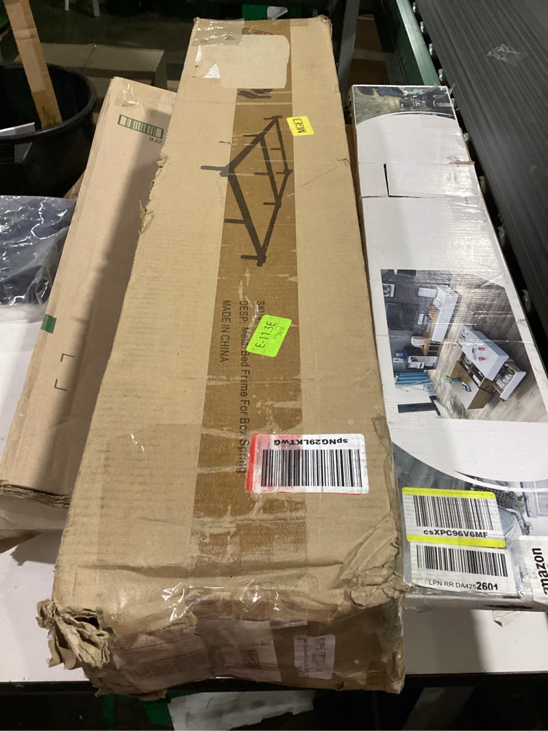 Condition photo showing Good Condition for amazon basics metal bed frame, 9-leg support base for box spring and mattress, tool-free easy assembly, no tools required, full size, black black full