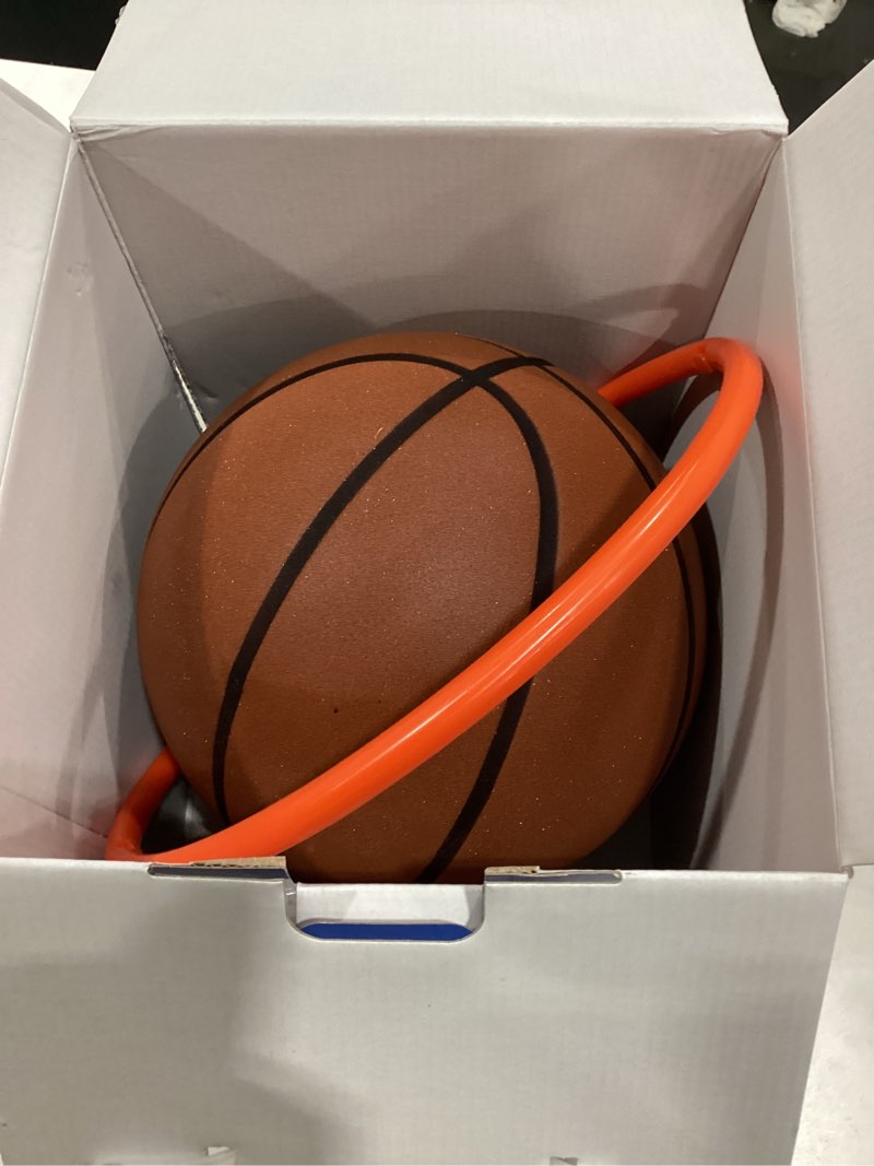 Condition photo showing As Is for Ealacritas Non-Compress Size 7 (29.5”) Grooved Airless Silent Basketball & Indoor Hoop & Shooting Form Trainer Gift Set - for Indoor Dribbling and Shooting Kit Brown
