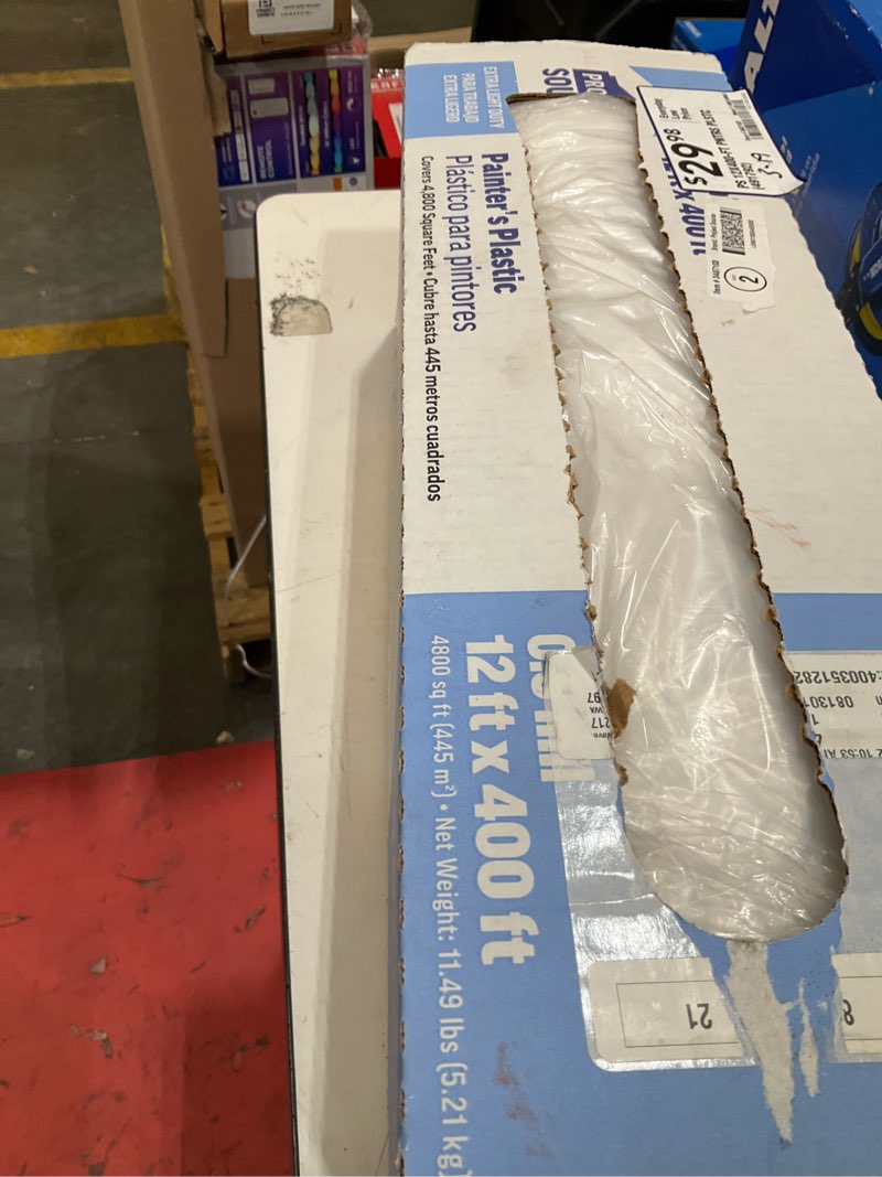 Condition photo showing As Is for project source 12-ft x 400-ft clear 0.5-mil light-duty plastic sheeting