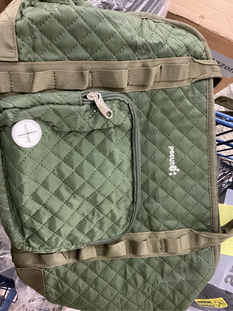 Condition photo showing Good Condition for pecute dog purse carrier, dog carrier with pockets for small dogs, fits dogs 5 lbs to 9 lbs, cat and puppies tote bag, outing, travel, vet, green 15.2"l x 7.4"w x 11.7"h green