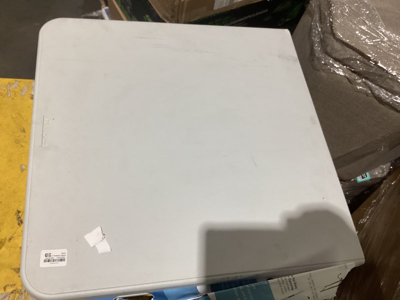 Condition photo showing As Is for peakform 4' adjustable height folding table off-white