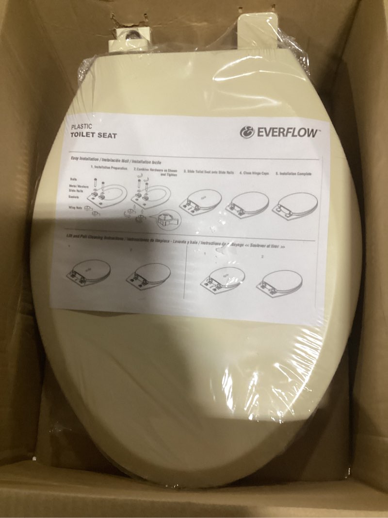 Condition photo showing As Is for (Similar to)KOHLER 20110-96 Brevia, Slow Close Toilet Seat, Elongated Toilet Seat, Grip-Tight Bumpers Quick-Attach Hardware, Biscuit Biscuit Elongated Quiet-Close
