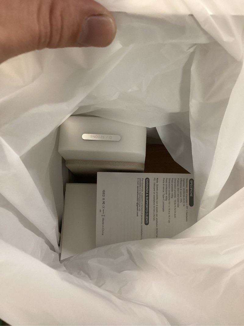 Condition photo showing Good Condition for alarm clock charging station for bedrooms, 7 in 1 wireless charging station, magnetic charger with night light bedside clock for iphone 17 16 15 14 13 12 pro max, apple watch, airpods (wood)