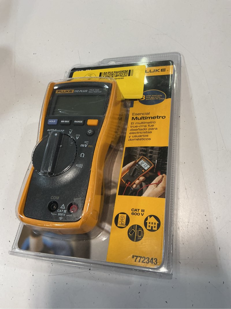 Condition photo showing As Is for fluke 110 plus electrical true-rms digital display multimeter 10 amp 600-volt