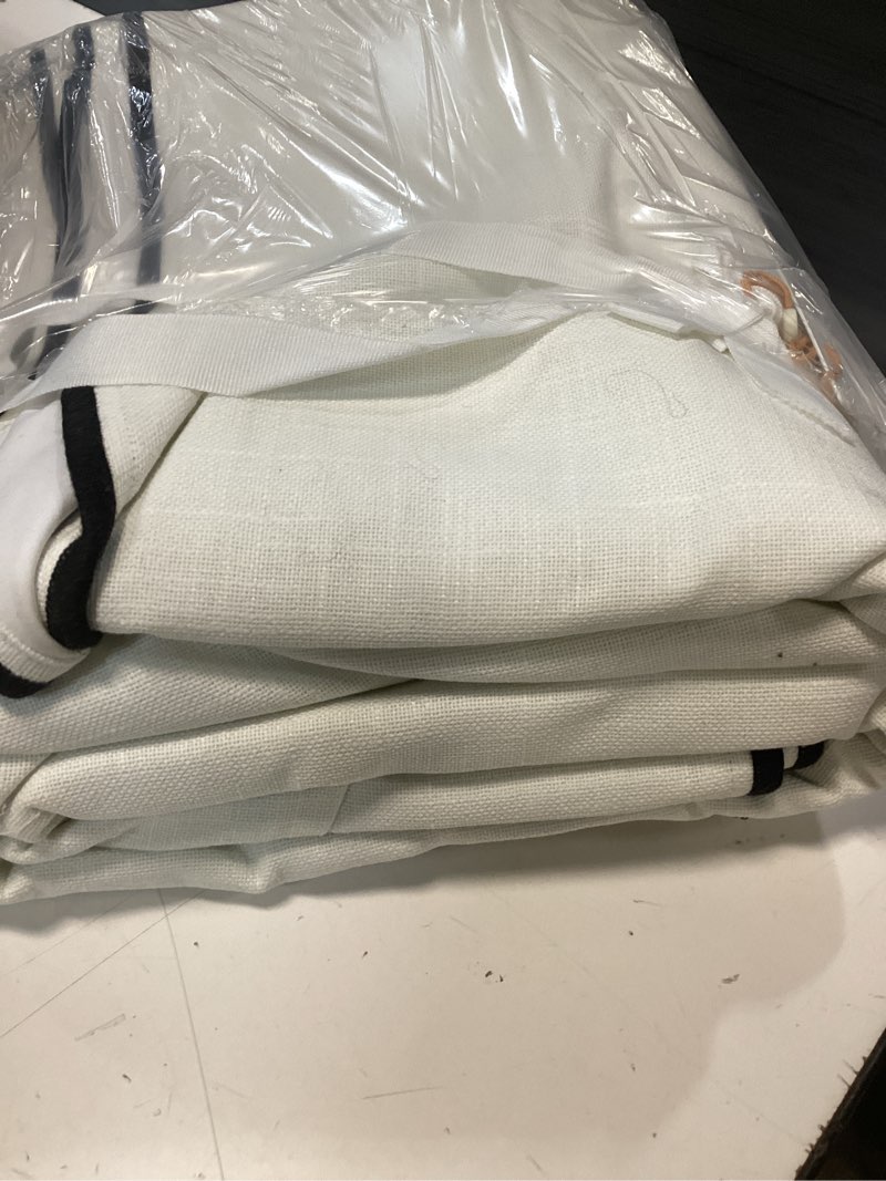 Condition photo showing Good Condition for piped edge cotton true blackout curtain, 48x108, ivory/black piping (1)panel