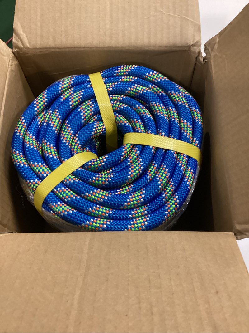 Condition photo showing New/Like New for Double Braided Arborist Rigging Rope, 1/2" x 100 ft Strength Bull Rope, 48-Strand Polyester Static Rope for Tree Work, Pulling, Towing, Swing(Blue) 1/2 in×100 ft Blue