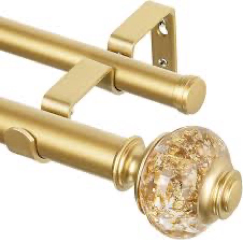 1 inch gold curtain rods for windows 72 to 144 inches (6 to 12 ft), usfook telescoping single draper