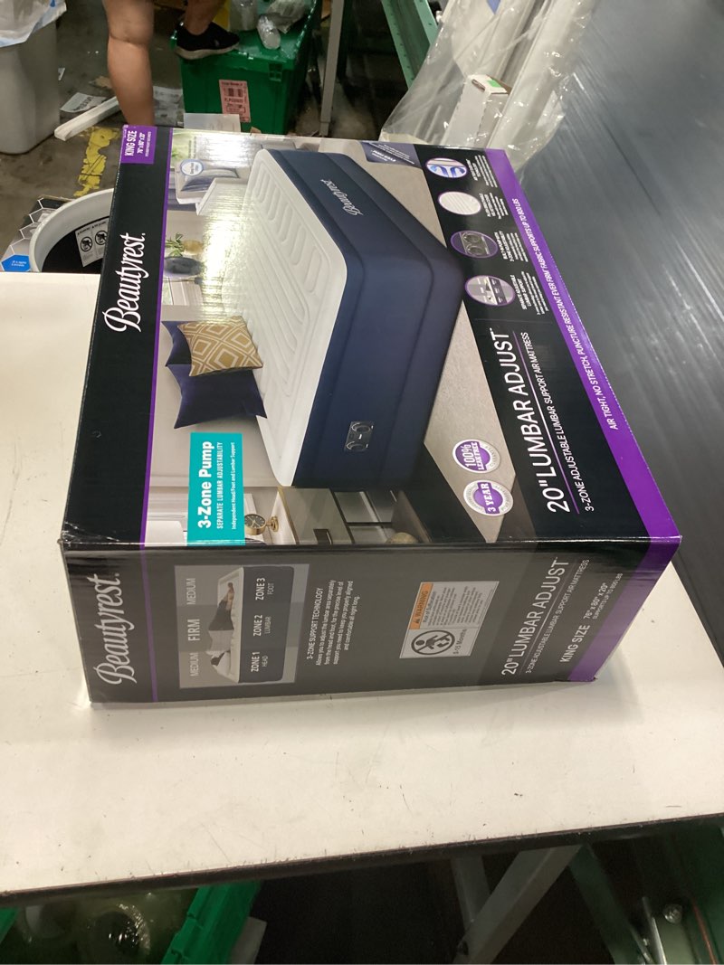 Condition photo showing New/Like New for is a beautyrest 20" lumbar adjust air mattress (king size