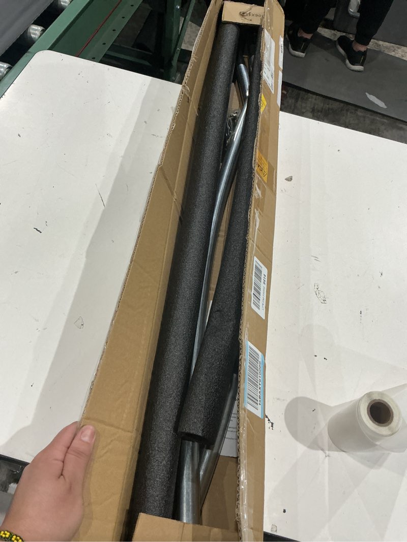 Condition photo showing As Is for 1pcs trampoline curved pole, universal trampoline replacement enclosure pole to fit 8-16ft curved pole trampoline frame, includes foam sleeve and hardware with 2 installation options