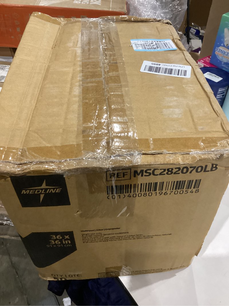 Condition photo showing As Is for Medline Super Absorbent Underpad, 36" x 36", 50 Count, Extra Large Disposable Incontinence Pads, Protective Bed Pads, Chucks, For Kids, Adults, Elderly, Furniture & Surface Protection Pee Pad