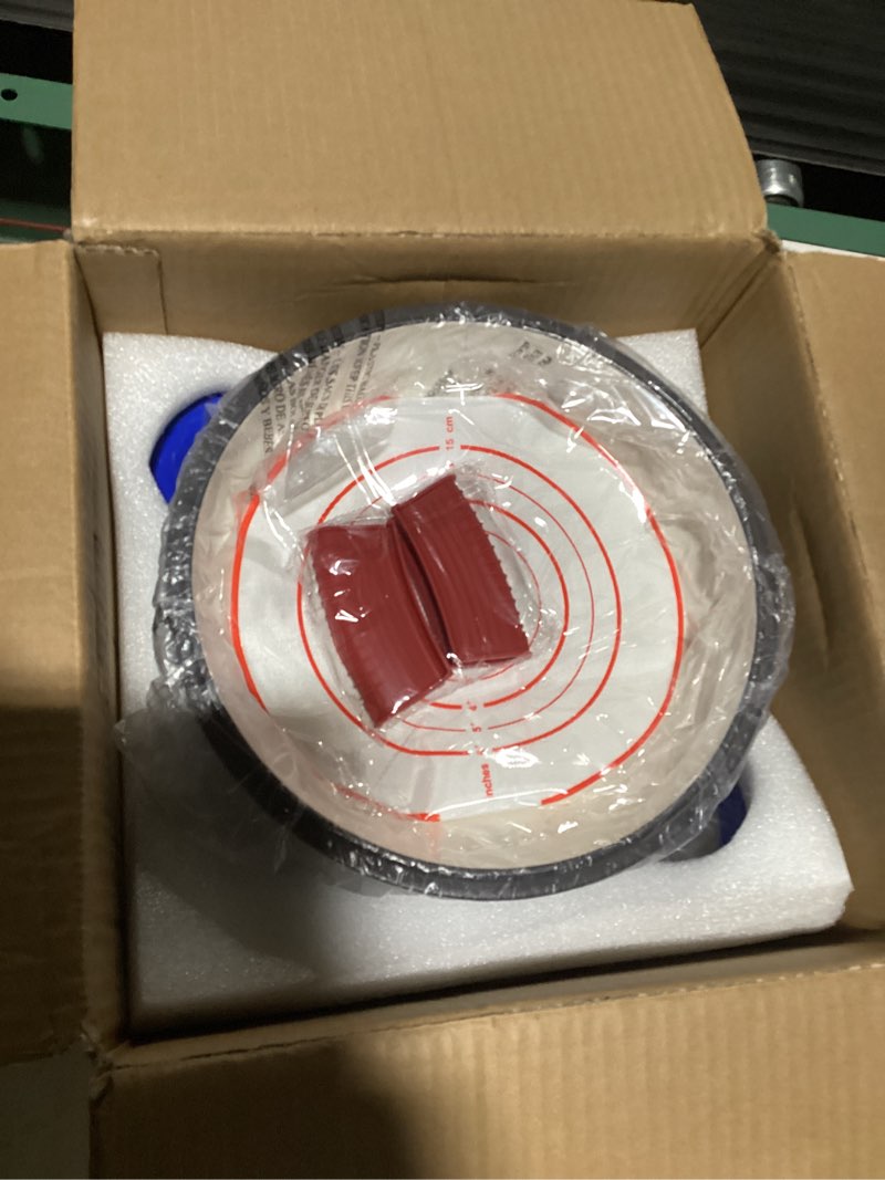 Condition photo showing Good Condition for Dutch Oven Bread Baking Pot with Lid 6QT Enameled Cast Iron Oven, Gradient Blue Design & Sourdough Kit (Silicone Sling) for Artisan Bread Making