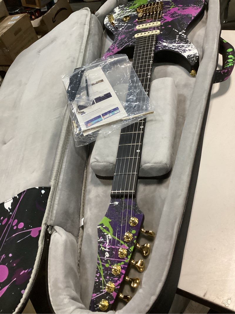 Condition photo showing Good Condition for (It doesn't have USB cable )Enya Electric Guitar Inspire 39" Smart Electric Carbon Fiber Guitarra with 15W Wireless Speaker, 20 Distinct Tones, Onboard Presets, Charging Cable, Adjusting Wrench, and Gig Bag INSPIRE Green