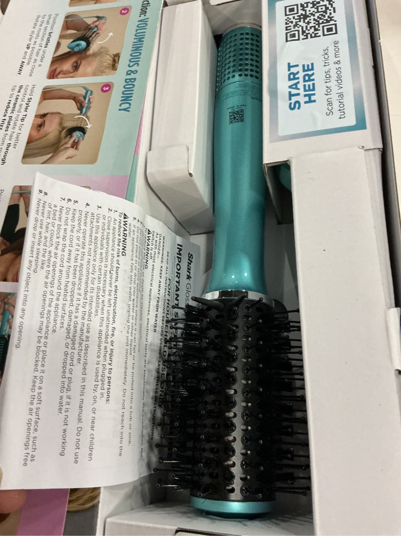 Condition photo showing Good Condition for shark glossi 2-in-1 hot tool and air glosser, ultra-fast, ultra-glossy blowouts at-home, heat-controlled ceramic, curly, coily, and color friendly, jewel teal, ht302tl