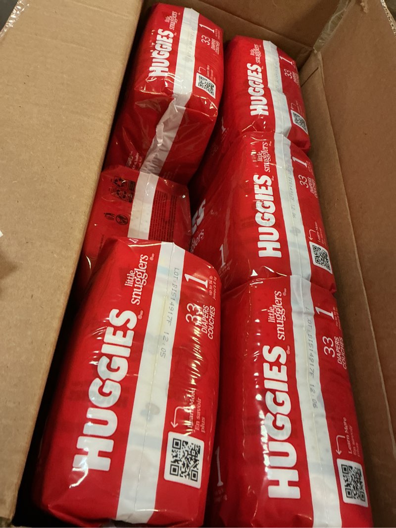 Condition photo showing Good Condition for Huggies Size 1 Diapers, Little Snugglers Diapers, Size 1 (8-14 lbs), 198 Count (6 Packs of 33), Packaging May Vary Size 1 198