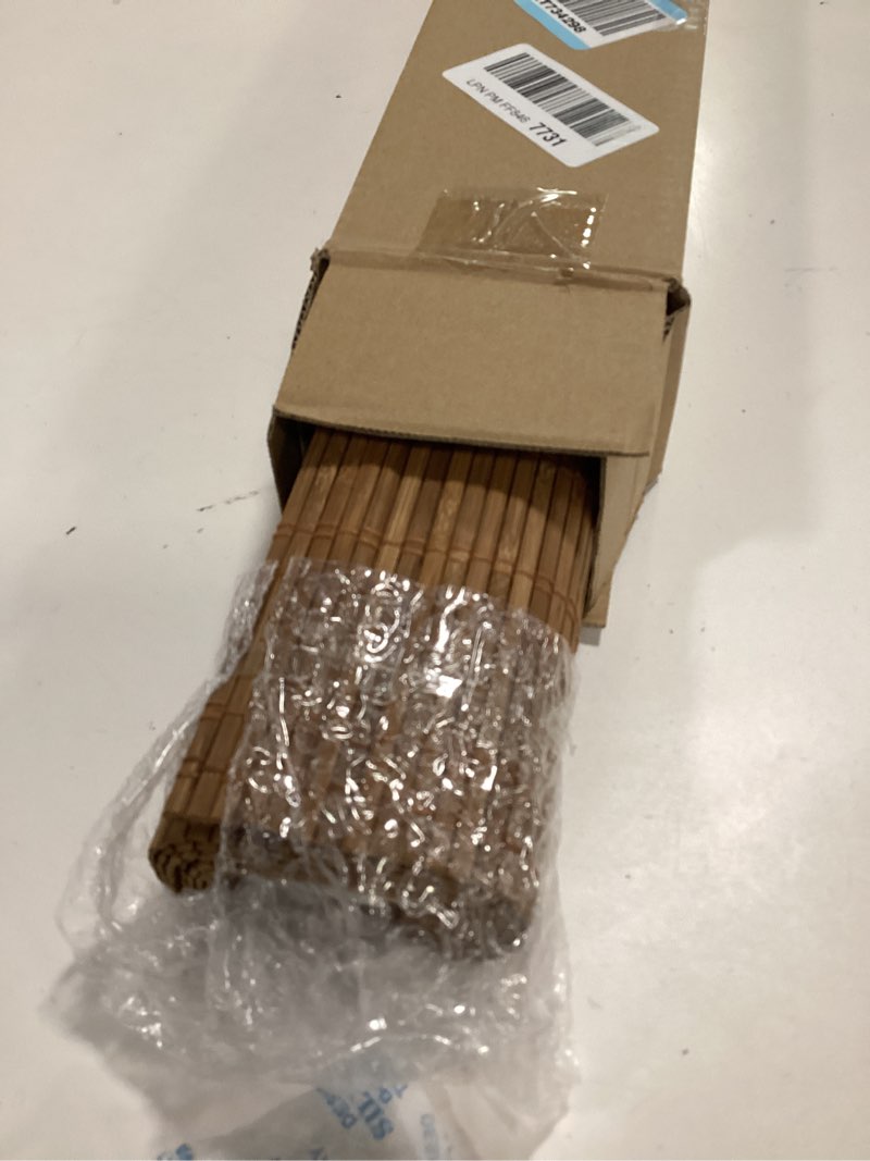 Condition photo showing Good Condition for LazBlinds No Tools No Drill Bamboo Roller Shades, Cordless Bamboo Blinds, Light Filtering Roll Up Blinds for Windows, French Door, Porch or Patio, 30'' W x 64'' H, Ceylon Light Russet Ceylon Light Russet 30'' W x 64'' H