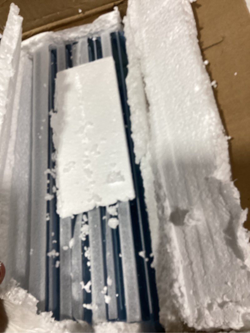 Condition photo showing Good Condition for lovdeco ice blue glass subway tile, glass for bathroom kitchen shower backsplash wall, 4 x 12 inches, 4 sq.ft. ice blue 4 x 12 inch