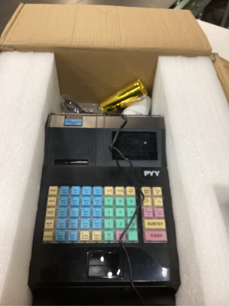 Condition photo showing As Is for PYY Cash Register for Small Businesses - Commercial Electronic Caja Registradora para Negocio with Black Large Lock Cash Drawer Box, 8 Digital Dual Display Retail System for Restaurant Supermarket Large Black